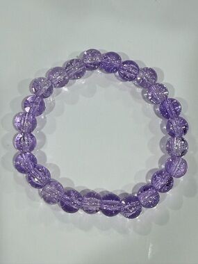 Purple Crackle Quartz Bead Stretch Bracelet